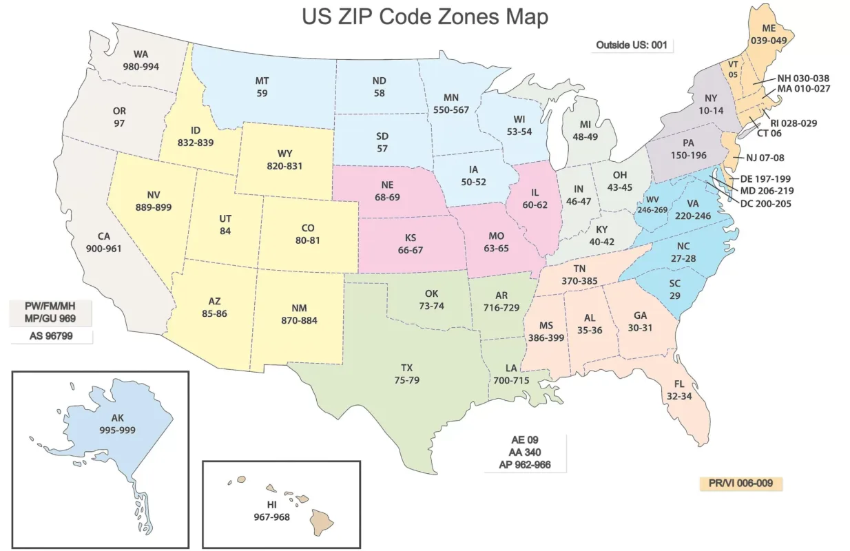 mã zip code mỹ chuẩn
